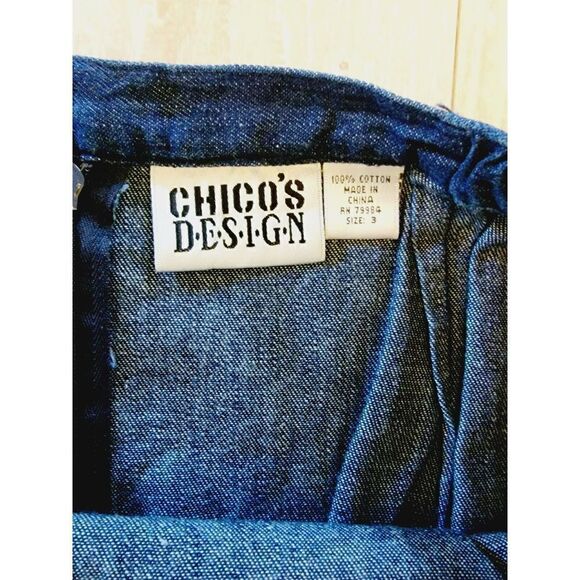 Chico’s Design 3 Denim Skirt Maxi XL Blue Jean Zip Cotton Long Slit Vintage - Picture 4 of 6